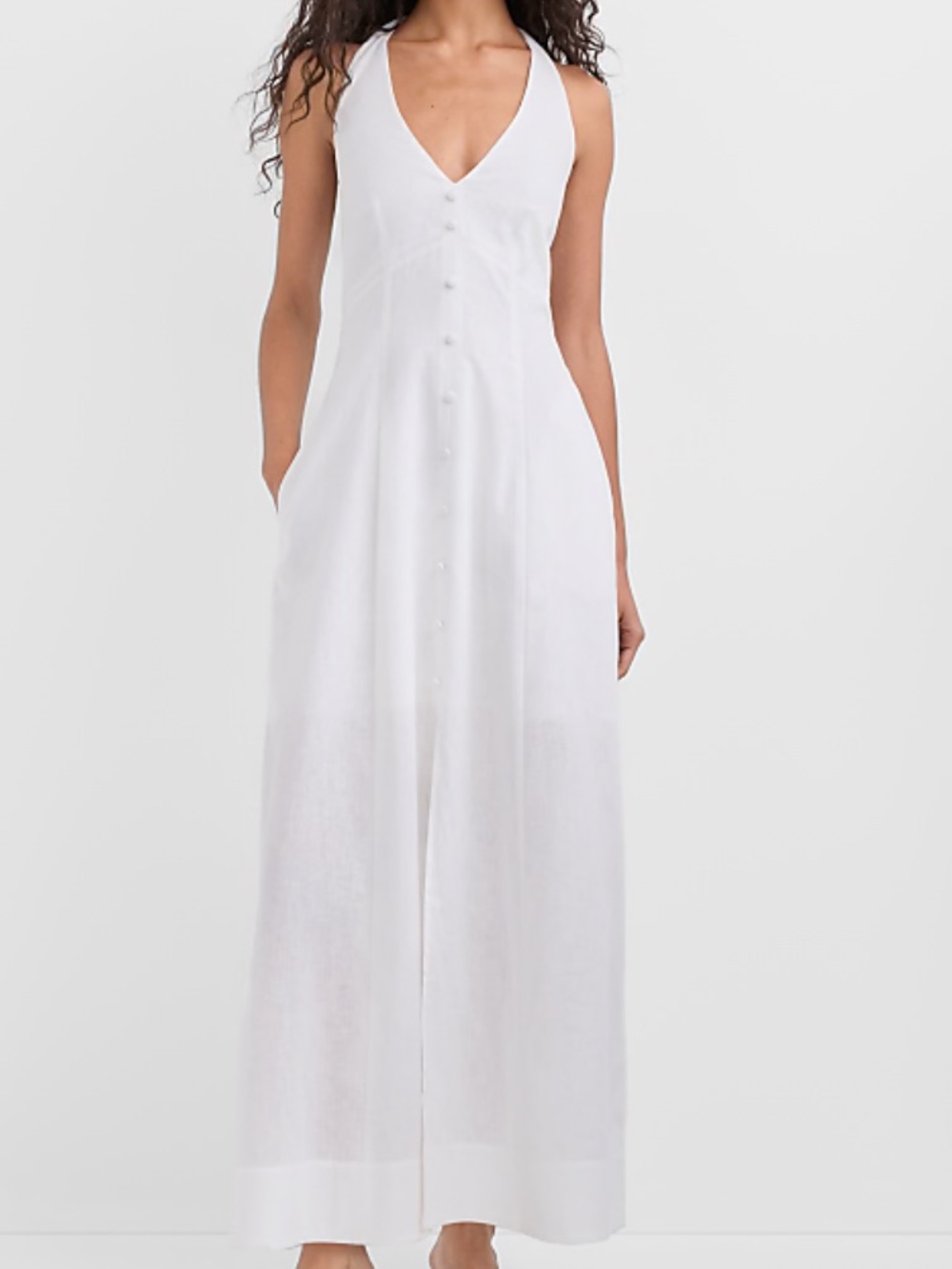 LOFT Linen Cotton Midi Pocket Halter Dress